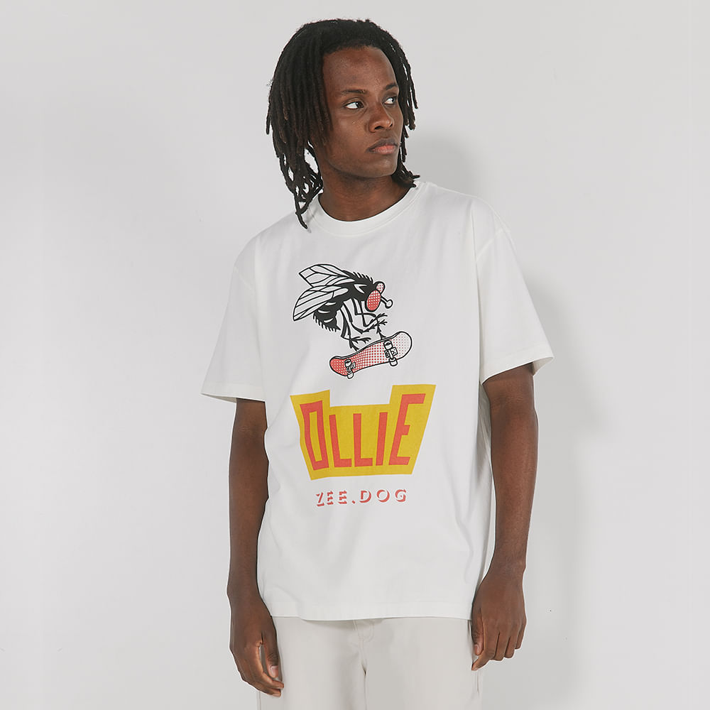 T-Shirt Wide Ollie Fly Branco | Zee.Dog